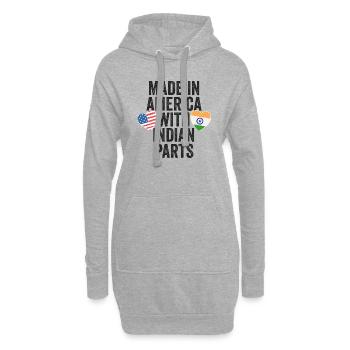 FABRIQUÉ EN AMÉRIQUE AVEC DES PIÈCES INDIENNES - Sweat-shirt à capuche long Femme - gris chiné - Devant