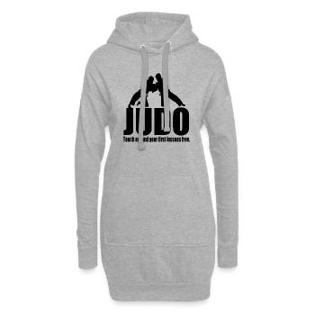 Lustiges Judo - Hoodie-Kleid - Grau meliert - Vorne