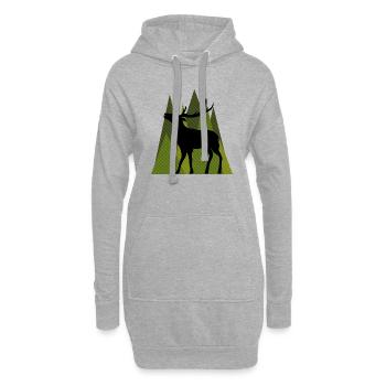 Cerf - Sweat-shirt à capuche long Femme - gris chiné - Devant