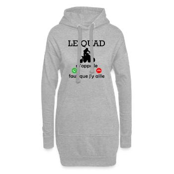 le quad m appelle / humour cascadeur - Sweat-shirt à capuche long Femme - gris chiné - Devant