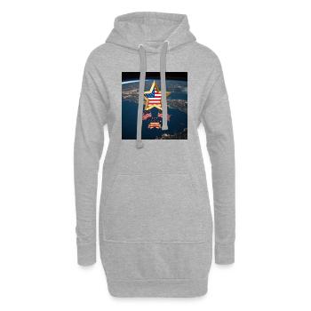 USA, étoiles et ceintures - Sweat-shirt à capuche long Femme - gris chiné - Devant