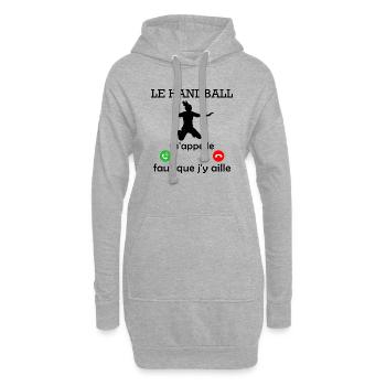 le handball m appelle / humour handballeuse - Sweat-shirt à capuche long Femme - gris chiné - Devant