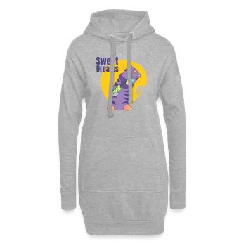 chat mignon miaou rayures violettes cadeau animal - Sweat-shirt à capuche long Femme - gris chiné - Devant