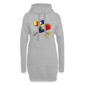 Perroquet - Sweat-shirt à capuche long Femme - gris chiné - Devant