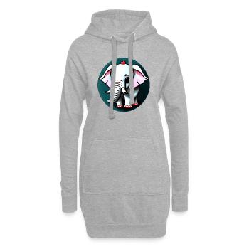 Kleiner Elefant Cartoon niedlich Abenteuer 16 - Hoodie-Kleid - Grau meliert - Vorne