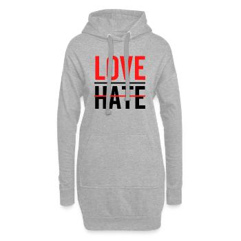 Liebe über Hass - Hoodie-Kleid - Grau meliert - Vorne