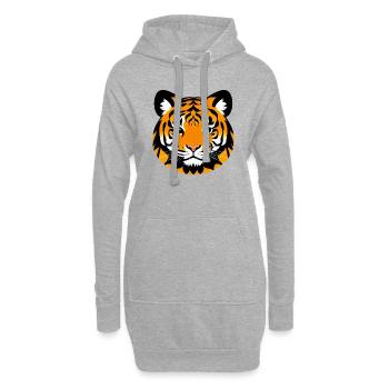 Comic Tiger Mignon Drôle Cool Dessin animé 9 - Sweat-shirt à capuche long Femme - gris chiné - Devant