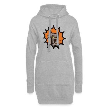 grimmiger Kater zeigt Mittelfinger - Hoodie-Kleid - Grau meliert - Vorne