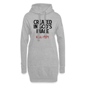 Geschaffen nach Gottes Bilde Est 1989 - Hoodie-Kleid - Grau meliert - Vorne