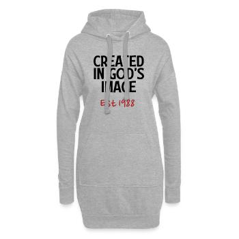 Geschaffen nach Gottes Bilde Est 1988 - Hoodie-Kleid - Grau meliert - Vorne