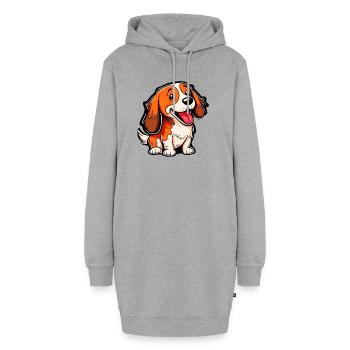 Chien mignon, dessin animé, assis, chien mignon, droite - Sweat-shirt à capuche long Femme - gris chiné - Devant