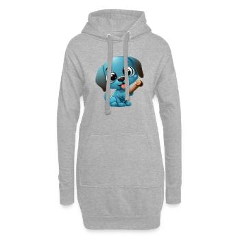 Chien bleu mignon jouant avec un os - Sweat-shirt à capuche long Femme - gris chiné - Devant