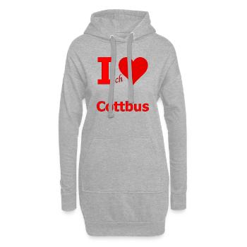 Ich liebe Cottbus - Hoodie-Kleid - Grau meliert - Vorne
