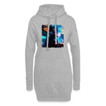 Œuvre d’art au néon de science-fiction avec un jeune punk en néon - Sweat-shirt à capuche long Femme - gris chiné - Devant