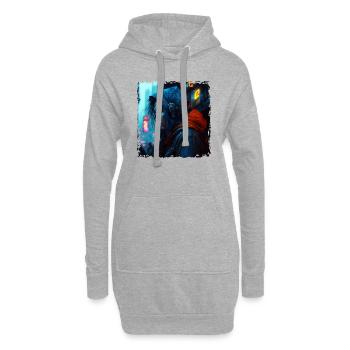 Personnage du cyberespace au néon dans une lumière néon brillante - Sweat-shirt à capuche long Femme - gris chiné - Devant
