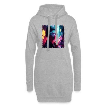 High Tech Punk Hackerin in der Zukunft von Morgen - Hoodie-Kleid - Grau meliert - Vorne