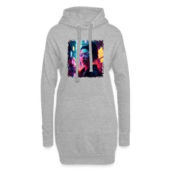 Hacker punk dans le cyberespace high-tech - Sweat-shirt à capuche long Femme - gris chiné - Devant