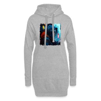 Fille dans un cyber-avenir dystopique - Sweat-shirt à capuche long Femme - gris chiné - Devant