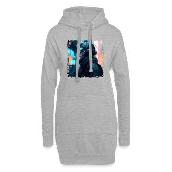 Guerrier et soldat dans le futur en tant qu’œuvre d’art de science-fiction - Sweat-shirt à capuche long Femme - gris chiné - Devant