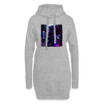 Sci-Fi Cyber Soldatin mit Netzwerk verbunden - Hoodie-Kleid - Grau meliert - Vorne