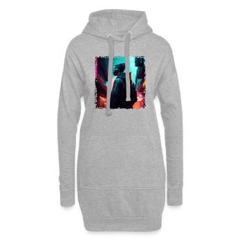 Guerrier de science-fiction dans le futur cybernétique sombre - Sweat-shirt à capuche long Femme - gris chiné - Devant