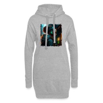 Sci Fi Aktivistin in einem düsteren Cyber Krieg - Hoodie-Kleid - Grau meliert - Vorne
