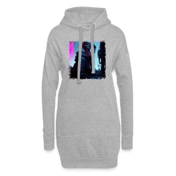 Eine weibliche Soldatin der Zukunft im Untergrund - Hoodie-Kleid - Grau meliert - Vorne