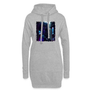 Weiblicher Cyborg in einer möglichen Neon Zukunft - Hoodie-Kleid - Grau meliert - Vorne