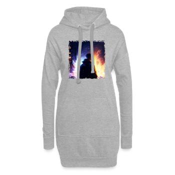 Punk Mann im Kampf der Zukunft in Sci-Fi Krieg - Hoodie-Kleid - Grau meliert - Vorne