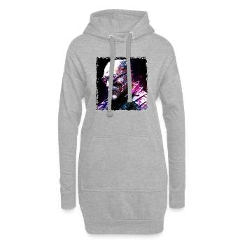 Cyborg, androïde et mercenaires du futur en néon - Sweat-shirt à capuche long Femme - gris chiné - Devant