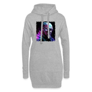 Vieux cyborg high-tech ou androïde à la lumière du néon - Sweat-shirt à capuche long Femme - gris chiné - Devant
