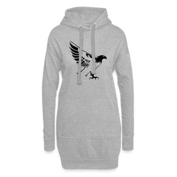 Fliegender Adler öffnet Flügel im Profil - Hoodie-Kleid - Grau meliert - Vorne