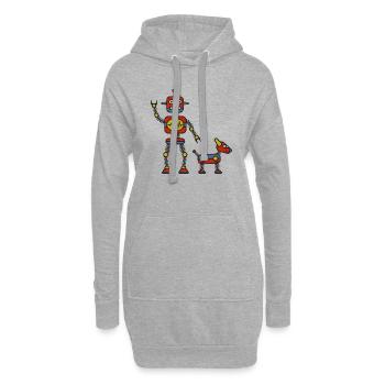 Roboter - Hoodie-Kleid - Grau meliert - Vorne