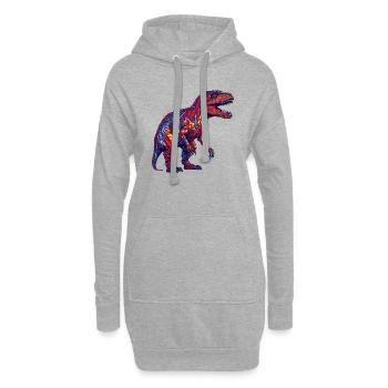 Dino Monster in bunten Farben und retro Optik - Hoodie-Kleid - Grau meliert - Vorne