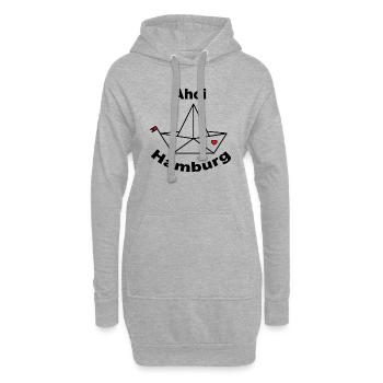 Papier Faltboot Ahoi Hamburg mit Herz - Hoodie-Kleid - Grau meliert - Vorne