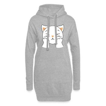 Chat rêveur - Sweat-shirt à capuche long Femme - gris chiné - Devant