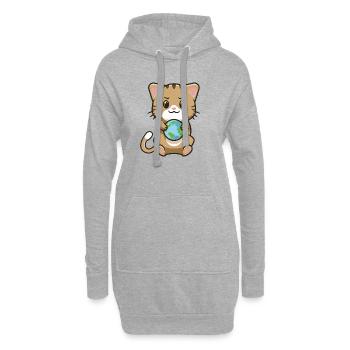 Süße Katze Erde - Hoodie-Kleid - Grau meliert - Vorne