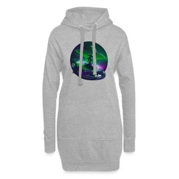 Surfeur d’ovni galactique - Sweat-shirt à capuche long Femme - gris chiné - Devant