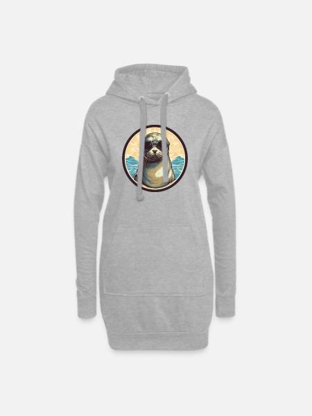 Süße Robbe - Hoodie-Kleid - Grau meliert