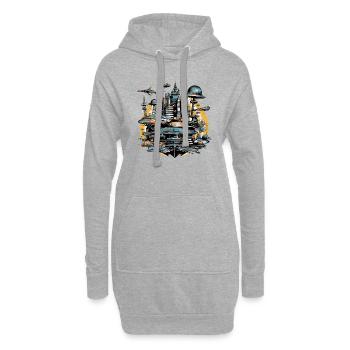 Mava ville futuriste - Sweat-shirt à capuche long Femme - gris chiné - Devant