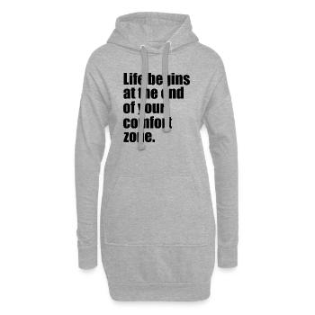 Das Leben beginnt Zitat - Hoodie-Kleid - Grau meliert - Vorne