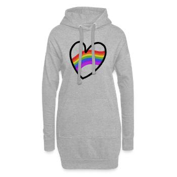 LGBTQ+ Heart Regenbogenfahne - Hoodie-Kleid - Grau meliert - Vorne