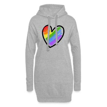 Regenbogenfahne LGBTQ Herz - Hoodie-Kleid - Grau meliert - Vorne