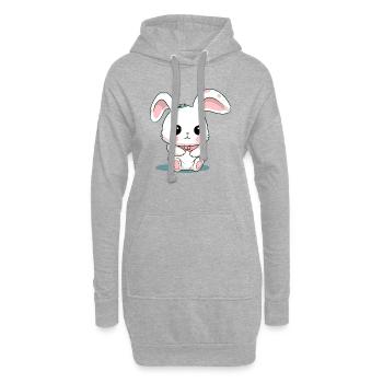 Mikai le lapin - Sweat-shirt à capuche long Femme - gris chiné - Devant