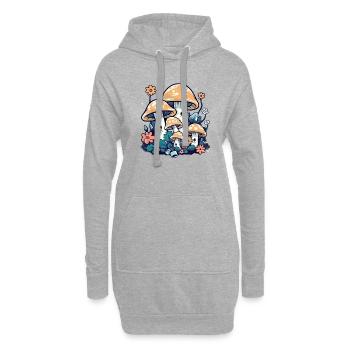 Pilze und Blumen der 70er Jahre - Hoodie-Kleid - Grau meliert - Vorne