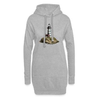 Bretonischer Leuchtturm Nr. 5 - Hoodie-Kleid - Grau meliert - Vorne