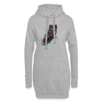 Eule - Hoodie-Kleid - Grau meliert - Vorne