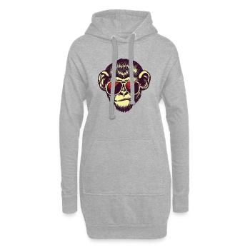 Schimpanse mit Sonnenbrille - Hoodie-Kleid - Grau meliert - Vorne