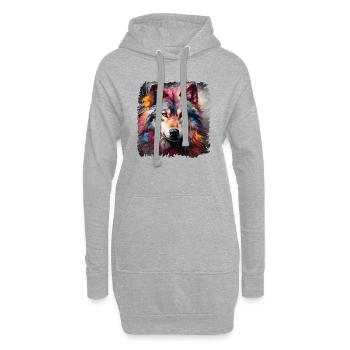 Geschenk Wikinger Wolf Krafttier Schamane Odin - Hoodie-Kleid - Grau meliert - Vorne
