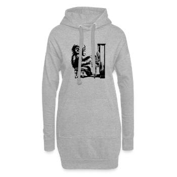 Singe Orchestre Piano Street Art Banksy Style - Sweat-shirt à capuche long Femme - gris chiné - Devant